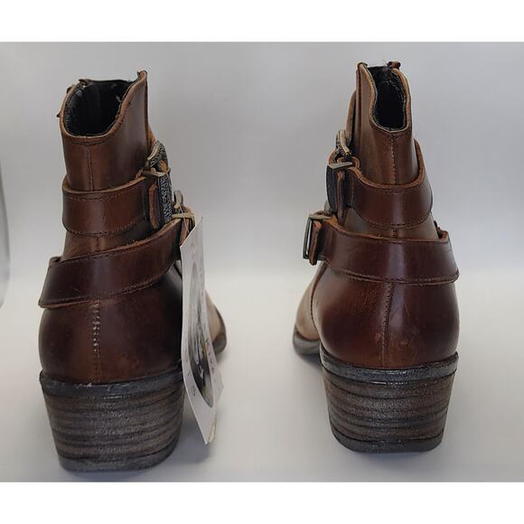 Sterling River Women’s Brown Leather Ankle Boots Buckle Zip Size 10M - Picture 3 of 10